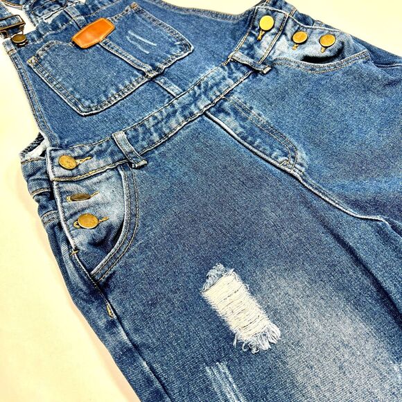 Women's Adjustable Strap Ripped Denim Overalls Size XS (0-2) - Picture 6 of 6